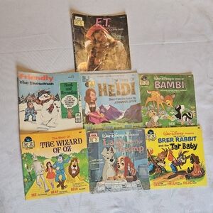 WALT DISNEY Vintage STORYBOOK RECORDS See Hear Read Along Lot of 7 Books